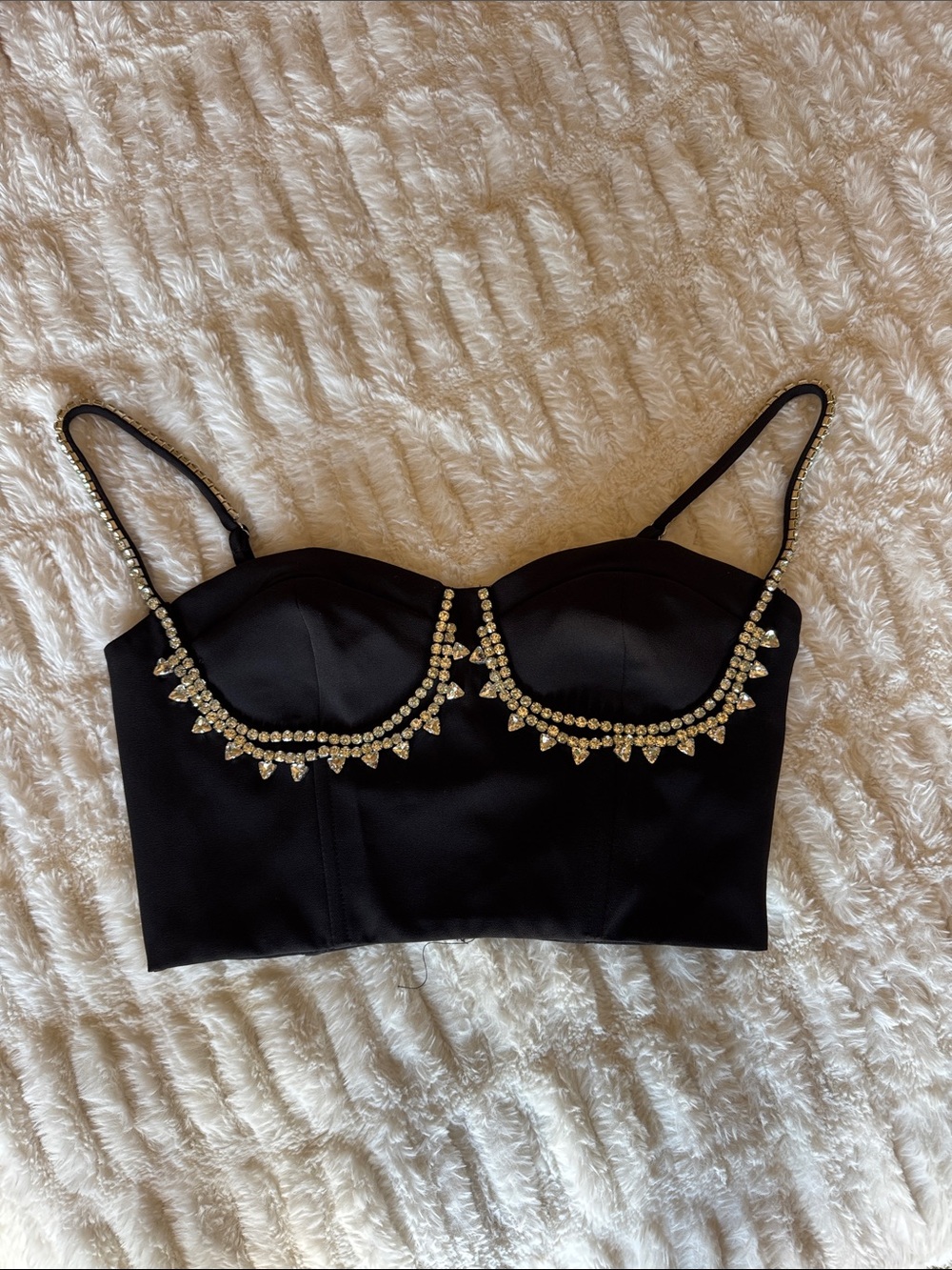 Forever 21 Black Rhinestone Bustier Tank Top
